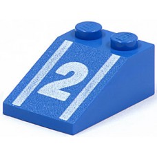 Part 3298p55 Blue Slope 33 3 x 2 with Number 2 Pattern 